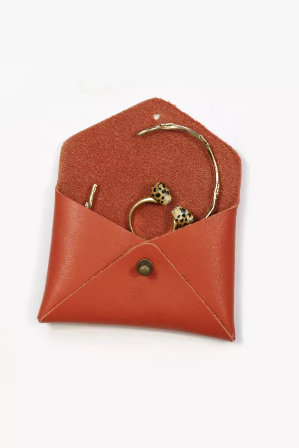 Mini pochette cuir - Coeur tomette
