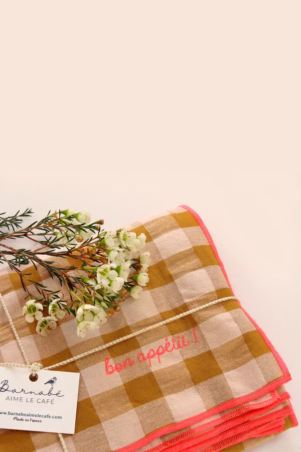 Nappe carreaux vichy - moutarde 140 x 250 cm