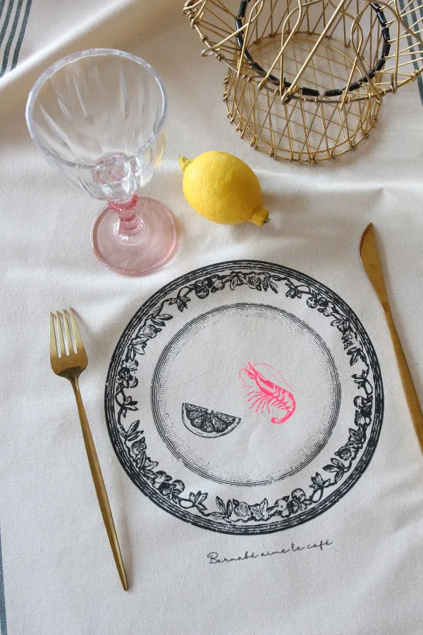 TORCHON DE CUISINE SÉRIGRAPHIÉ - Crevette