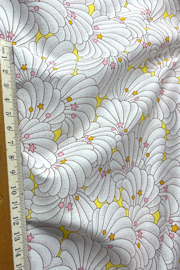 tissu Liberty au mètre - Poiret shell - Rose & Jaune