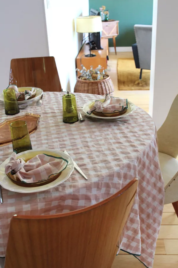 Serviette de Table rose macaron - mon lapin