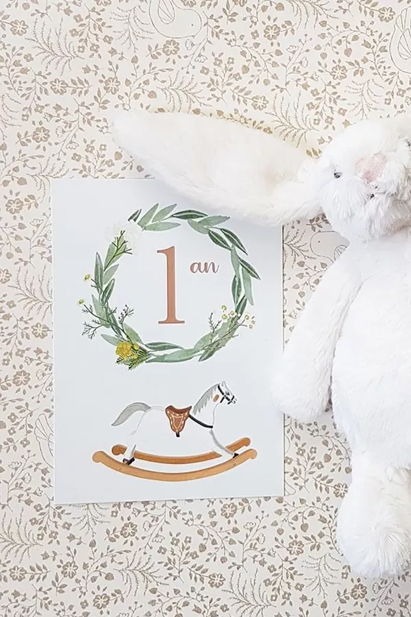 Cartes étapes bébé - set de 12 cartes - de 1 mois  à 1 an