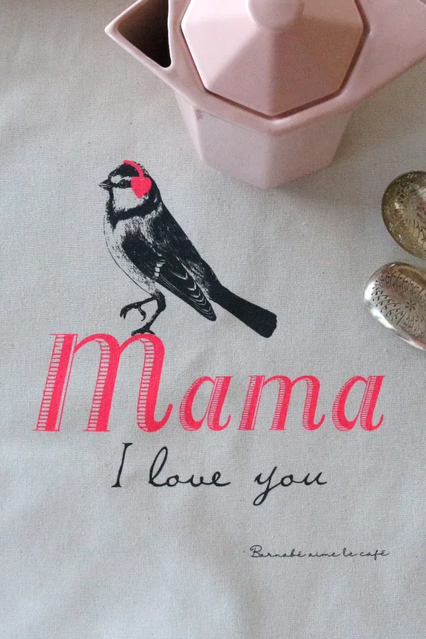 TORCHON DE CUISINE SÉRIGRAPHIÉ - Mama I love you
