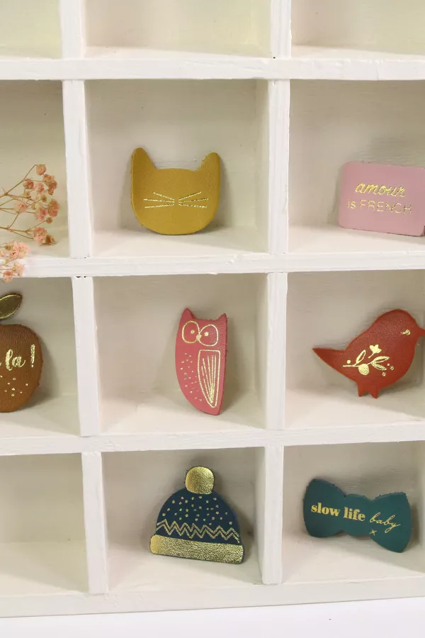 Broche cuir - Slow life