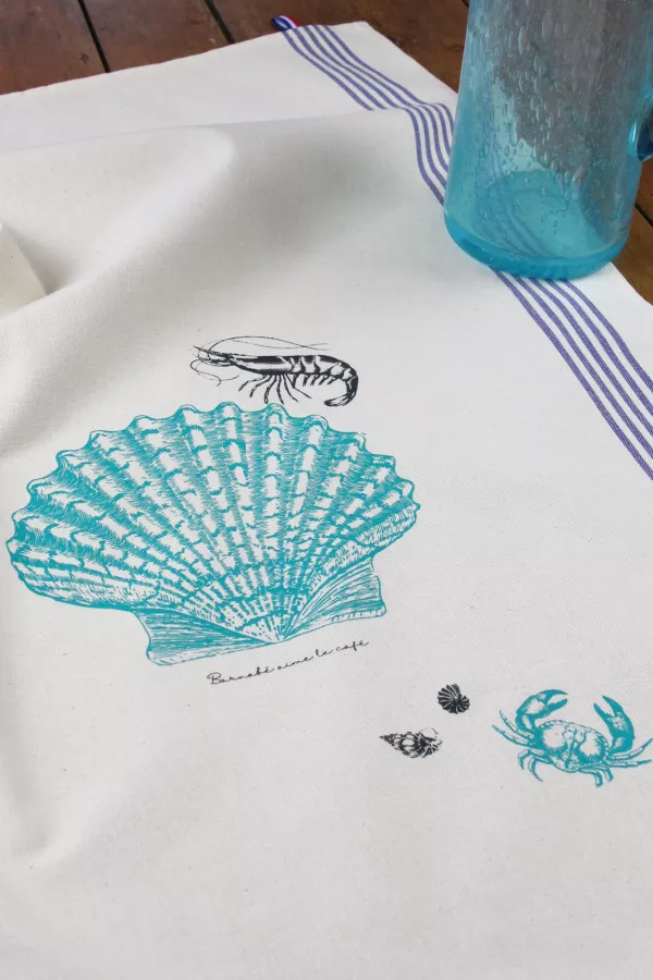 TORCHON DE CUISINE SÉRIGRAPHIÉ - Coquille St Jacques