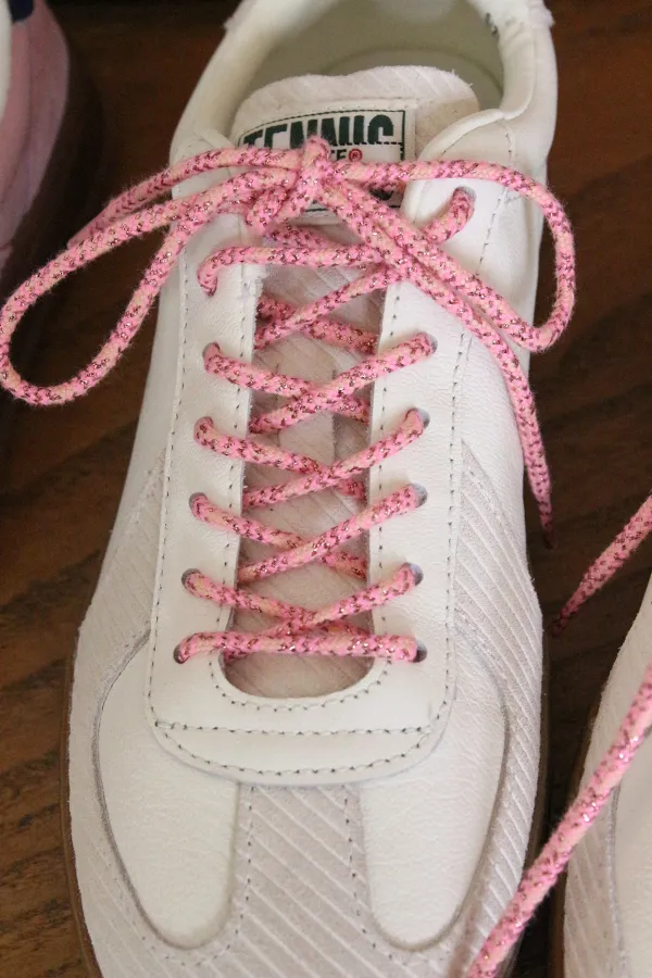 Lacets de chaussures lurex - Rose bonbon