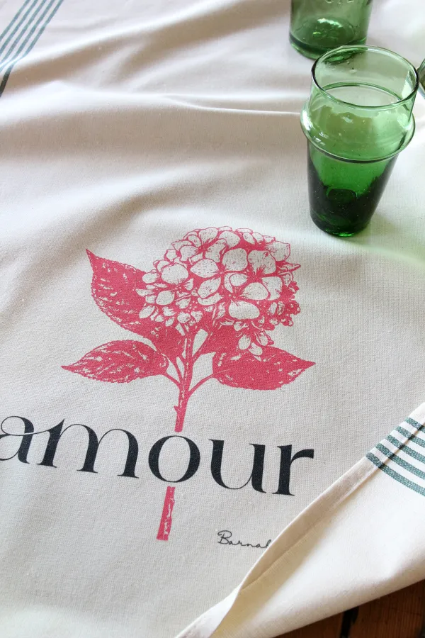 TORCHON DE CUISINE SÉRIGRAPHIÉ - Hortensia