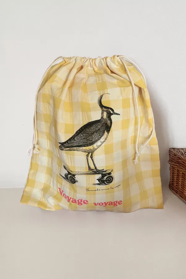 pochon de rangement vichy oiseau