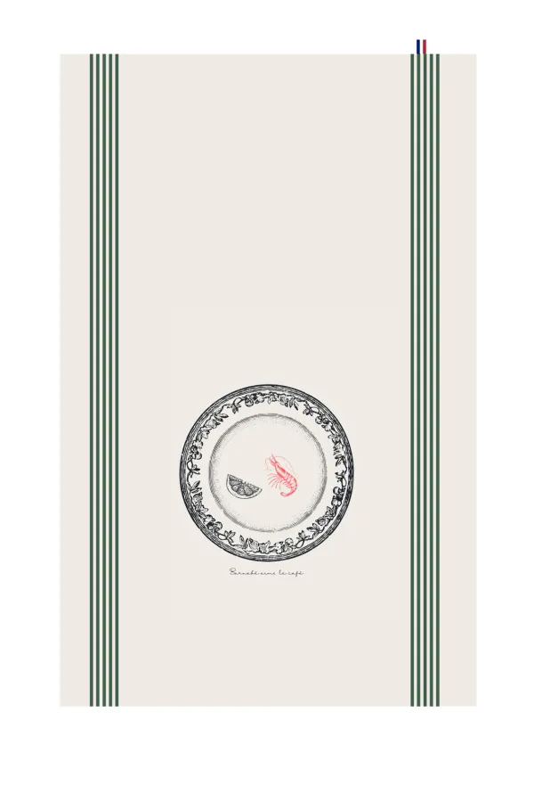 TORCHON DE CUISINE SÉRIGRAPHIÉ - Crevette