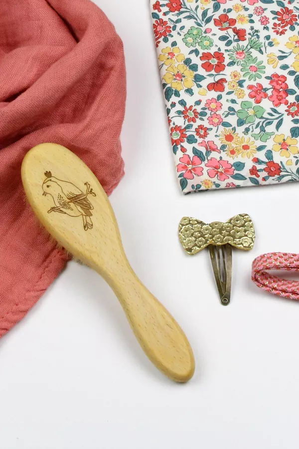 Barrette clic-clac cuir - Noeud or