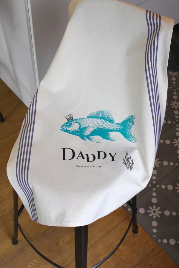 TORCHON DE CUISINE SÉRIGRAPHIÉ - Poisson roi