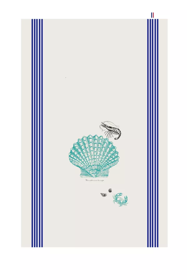 TORCHON DE CUISINE SÉRIGRAPHIÉ - Coquille St Jacques
