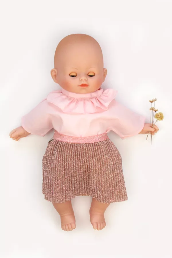 tenue de poupee - jupe plissée et blouse col pierrot