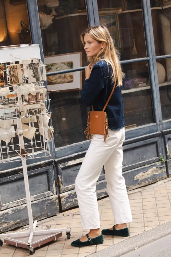 Sac pochette téléphone Marius - cuir caramel