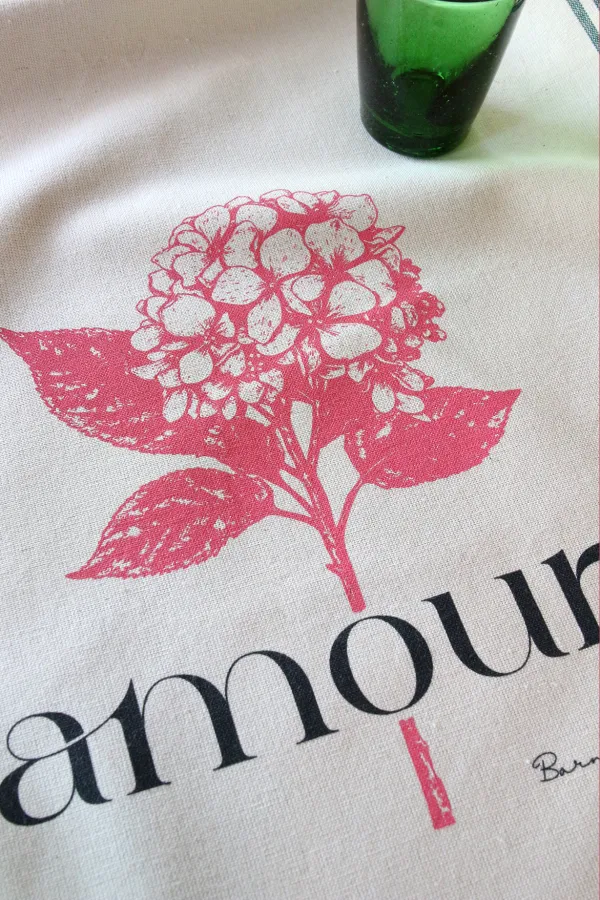 TORCHON DE CUISINE SÉRIGRAPHIÉ - Hortensia