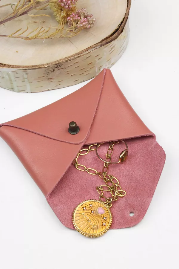 Mini pochette cuir - Coeur Pampa