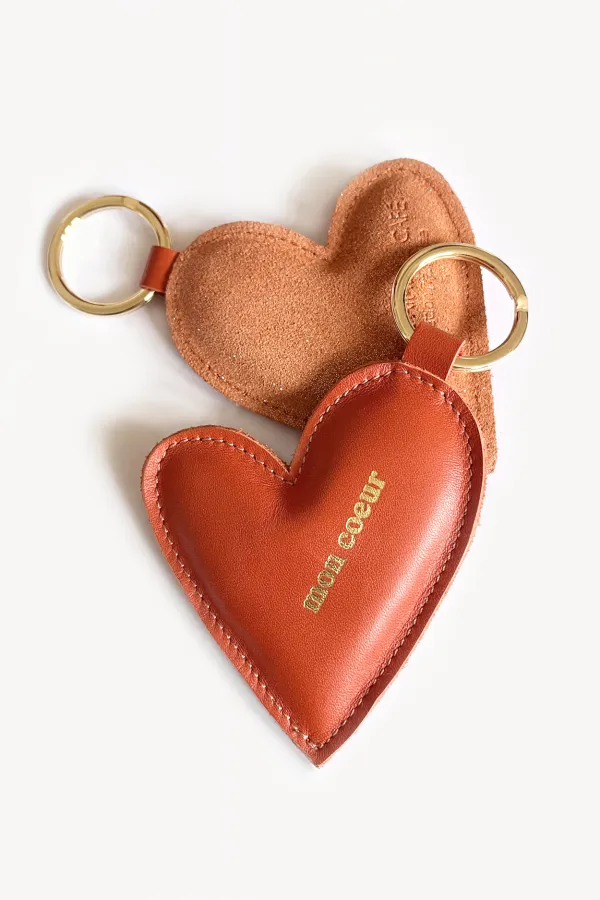 Porte-clés En Cuir En Forme De Cœur - Fait Main - 5 Cm - Cadeau Pour Femme/fille