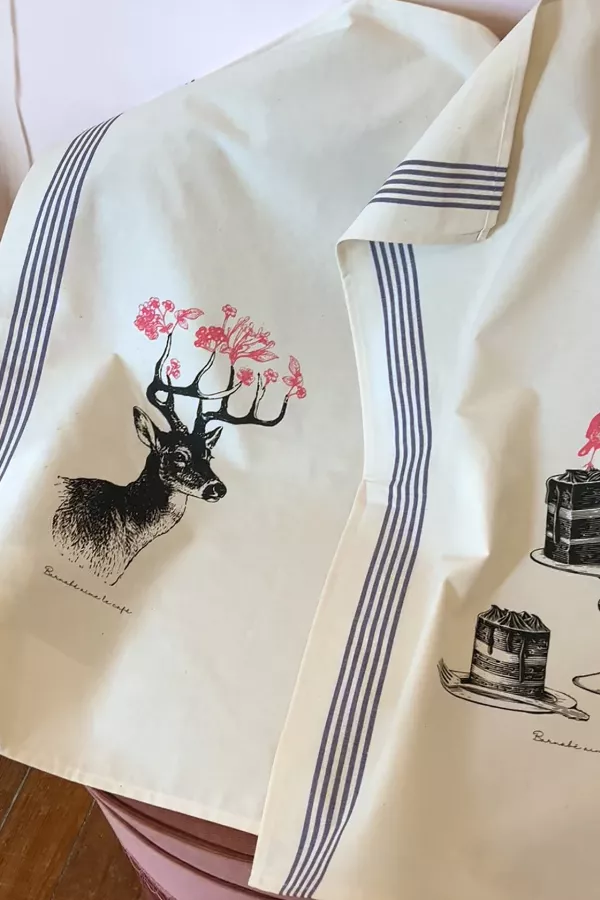 TORCHON DE CUISINE SÉRIGRAPHIÉ - cerf