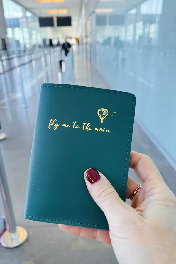 Etui Passeport cuir - teal