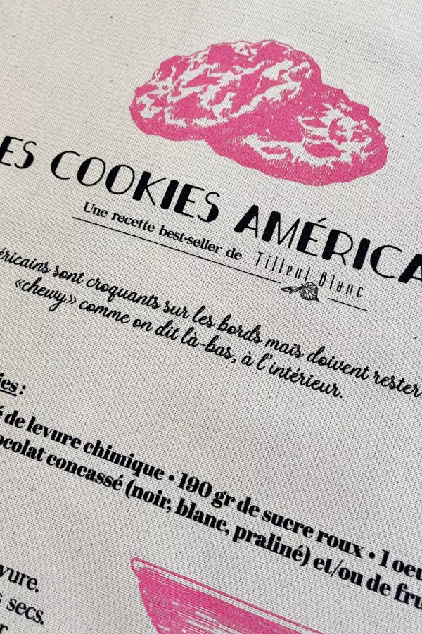 torchon sérigraphié recette cookie zoom cookies gateaux biscuits