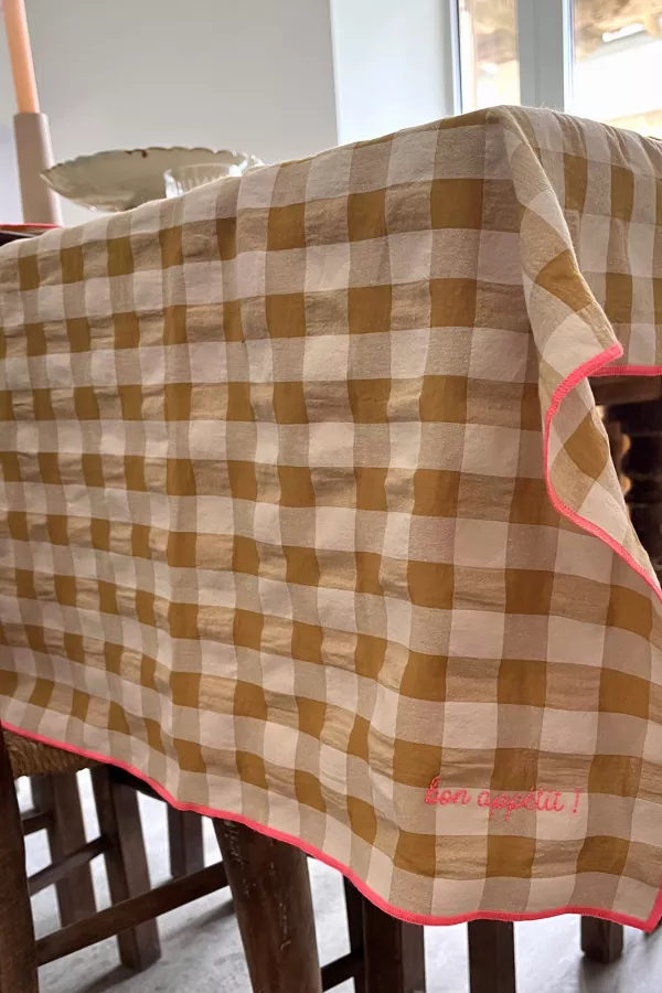 Nappe carreaux vichy - moutarde 140 x 250 cm