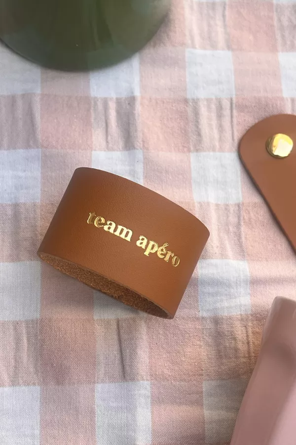 Rond de serviette en cuir - Team apéro