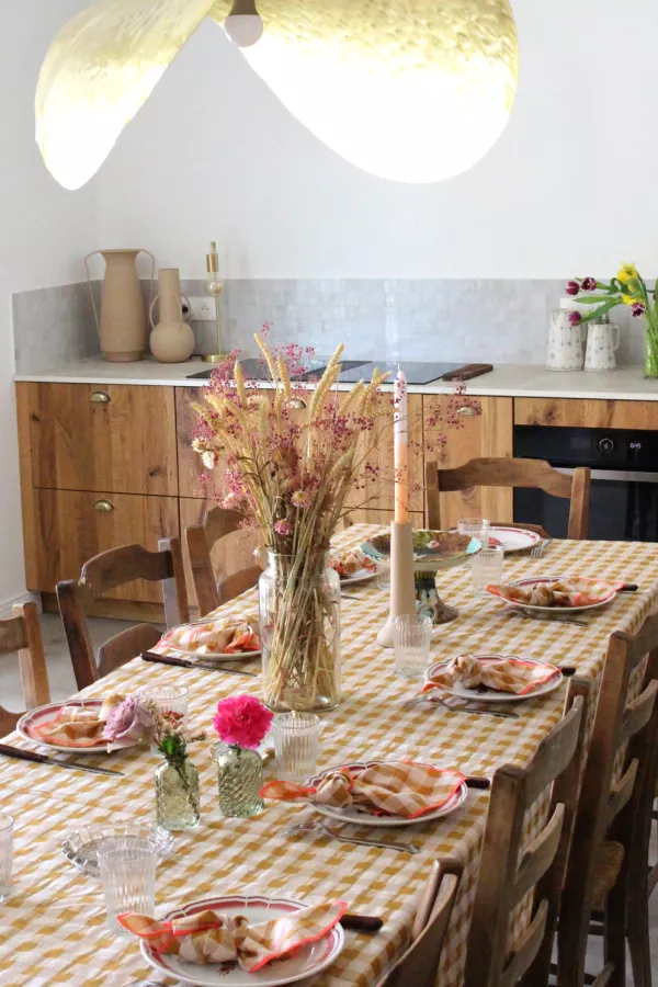 Nappe carreaux vichy - moutarde 140 x 250 cm