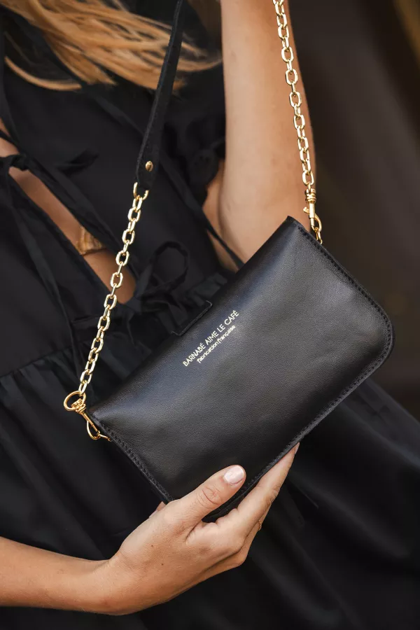 Portefeuille & mini sac cuir - Harold - cuir Noir charbon