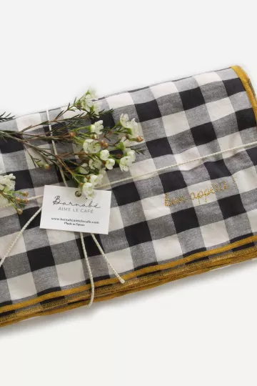 nappe vichy à carreau noir et blanc Barnabé aime le café