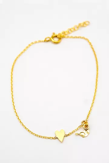Bracelet charms - mésange & coeur