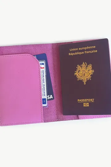 Etui papiers voiture cuir - Bubble gum