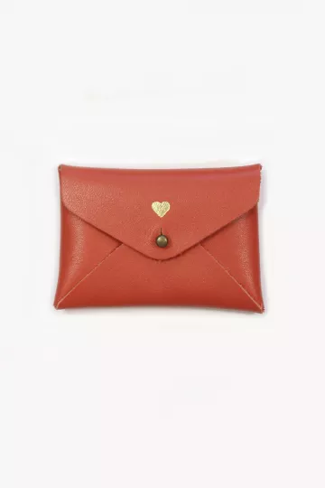 Mini pochette cuir - Coeur tomette