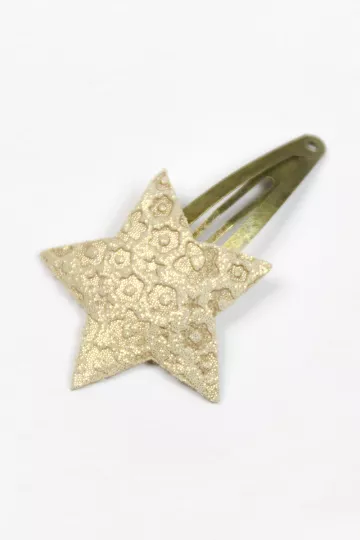 Barrette clic-clac cuir - Étoile jasmin