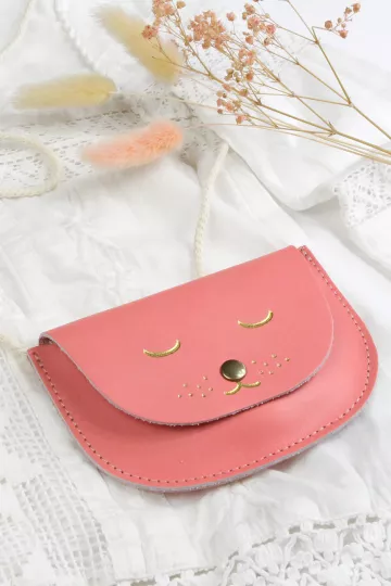 sac chat fille rose cordon blanc