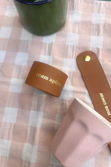 Rond de serviette en cuir - Team apéro