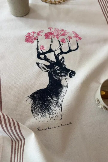 TORCHON DE CUISINE SÉRIGRAPHIÉ - cerf