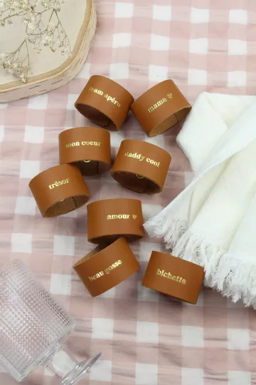 Rond de serviette en cuir - Team apéro