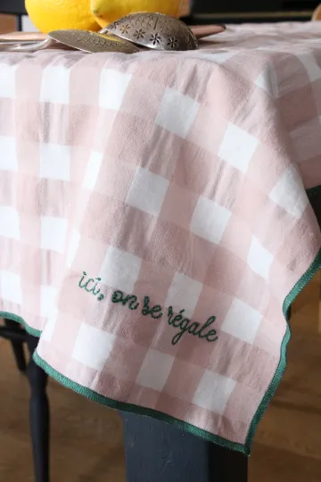 Nappe carreaux vichy - Macaron 140 x 140 cm