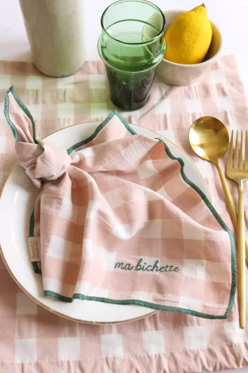 Serviette de Table rose macaron - ma bichette