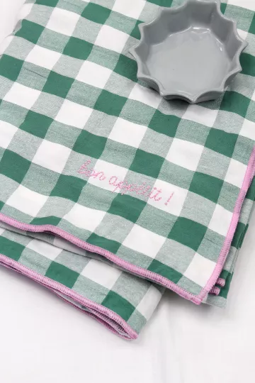 Nappe carreaux vichy - Sauge 140 x 250 cm