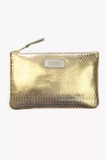 Pochette cuir - Gabrielle - Grand python doré