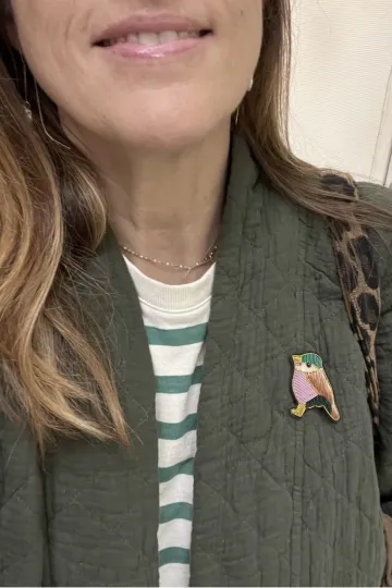 broche bijou oiseau mésange fil de cannetille Barnabé aime le café