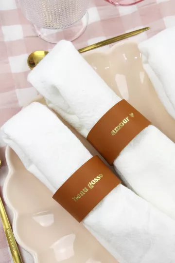 Rond de serviette en cuir - Amour