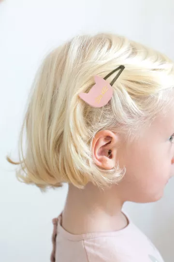 Barrette clic-clac cuir - Chat Poetry