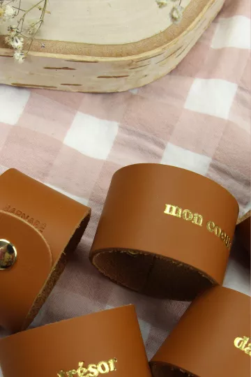 Rond de serviette en cuir - Mon coeur