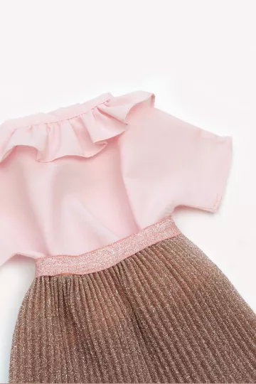 tenue de poupee - jupe plissée et blouse col pierrot