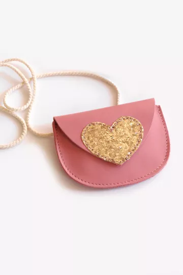 Sac cuir Sweet Love - Cuir Fraise