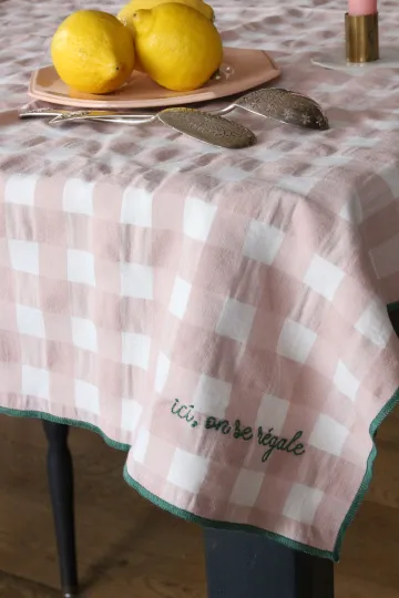 Nappe carreaux vichy - Macaron 140 x 140 cm