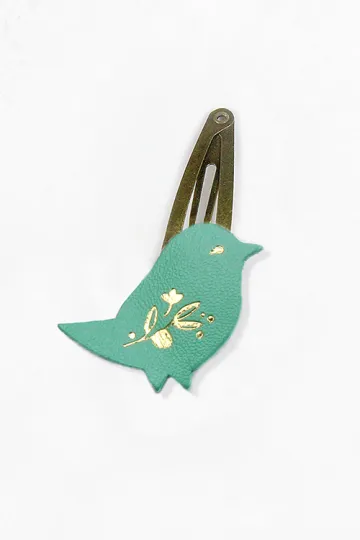 Barrette clic-clac cuir - Piou MInt