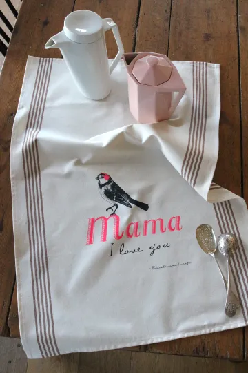 TORCHON DE CUISINE SÉRIGRAPHIÉ - Mama I love you